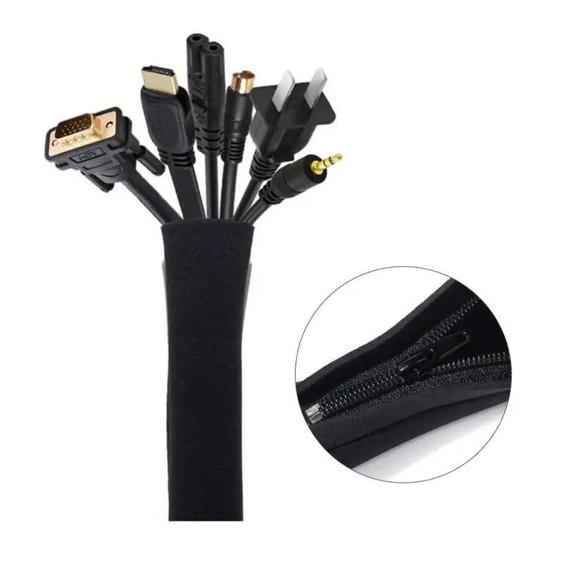 Cable Sleeve Neoprene - ซิปสายลวดการจัดการสายเคเบิล DIY Neoprene 50*11 ซม.แขนป้องกันสายไฟสําหรับทีวีคอมพิวเตอร์ Office