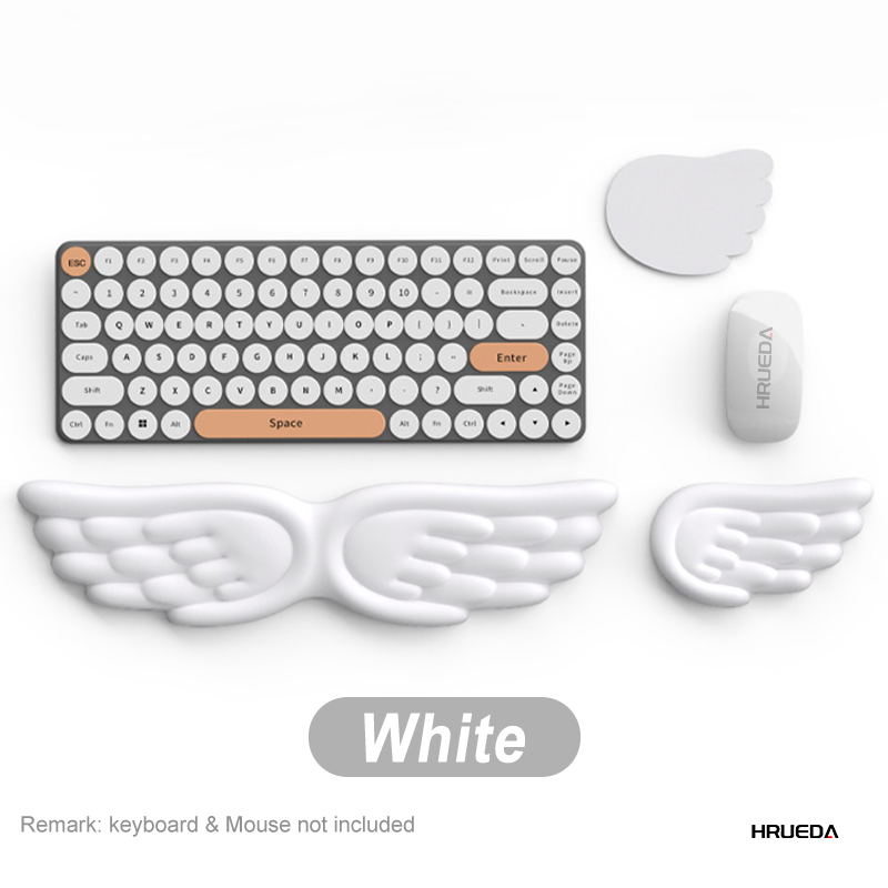 Keyboard Wrist Pad Leather - แป้นพิมพ์เครื่องกลเมาส์ส่วนที่เหลือข้อมือแป้นพิมพ์คอมพิวเตอร์แล็ปท็อป Angel Wing หน่วยความจําโฟมเมาส์เบาะรองนั่ง Pad สายรัดข้อมือ