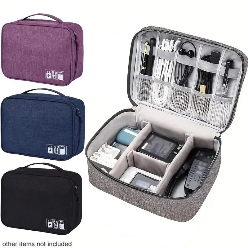 Tech Accessories Storage - กระเป๋าจัดระเบียบอุปกรณ์อิเล็กทรอนิกส์สำหรับเดินทาง กันน้ำ กระเป๋าเก็บสายเคเบิล ของขวัญสำหรับคนรักเทคโนโลยี ใช้เป็นอุปกรณ์เสริมสำหรับสายโทรศัพท์และ iPad