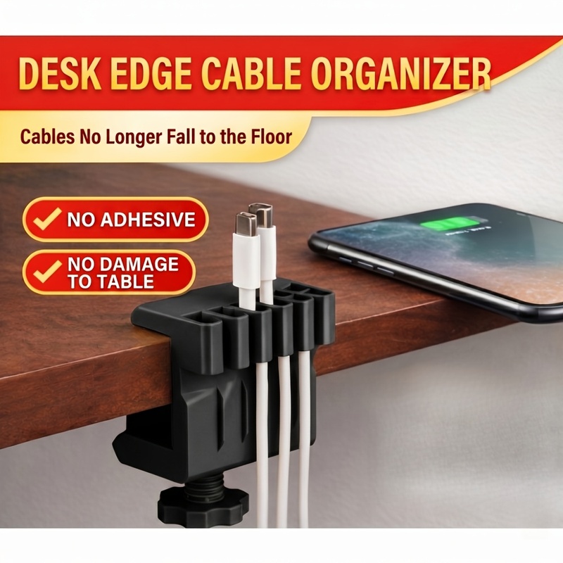 Desk Cable Clip - คลิปหนีบสายเคเบิลแบบตั้งโต๊ะ 3 ชิ้น พร้อมที่ยึดสายชาร์จ USB แบบหนีบเรียบร้อย