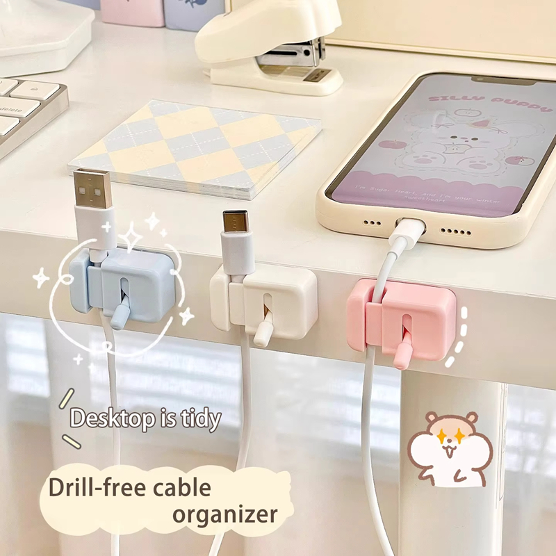 Desk Cable Clip - คลิปจัดการสายเคเบิลสำหรับโต๊ะ - อุปกรณ์จัดระเบียบสายแบบติดขอบโดยไม่ต้องเจาะสำหรับสายชาร์จและสายข้อมูล