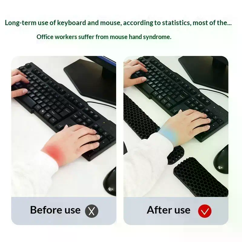 Keyboard Wrist Pad Leather - แผ่นรองข้อมือเมาส์ตามหลักสรีรศาสตร์ แผ่นรองคีย์บอร์ด สำหรับเล่นเกมและทำงานในสำนักงาน พร้อมแผ่นรองข้อมือแบบนุ่ม ซักได้ และกันคราบ