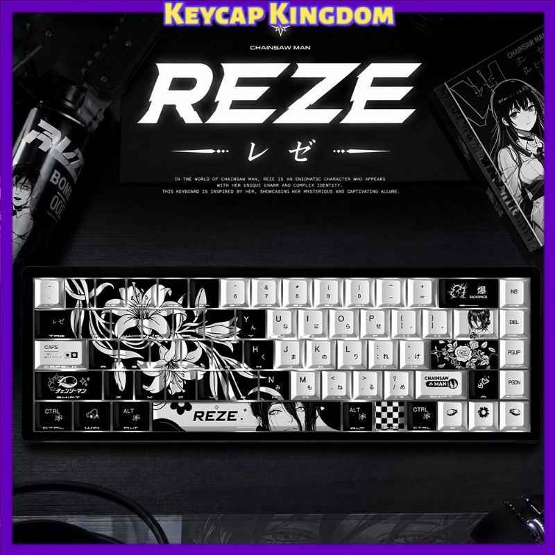 Tech Gaming Accessories - ใหม่เรเซ 5.0 อะนิเมะคีย์แคปธีมเชนซอว์แมนคีย์บอร์ดแบบกลไก PBT คีย์แคปน่ารักแบบกำหนดเองอุปกรณ์เสริมคีย์บอร์ดเกมพีซีของขวัญ