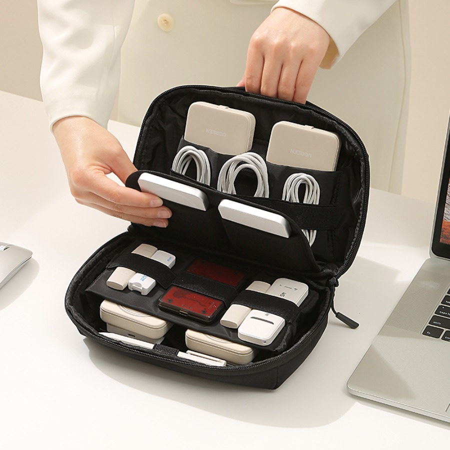 Tech Accessories Storage - กระเป๋าจัดเก็บสายไฟแบบพกพาสำหรับเดินทาง ใส่สายชาร์จ โทรศัพท์ อุปกรณ์เสริม กระเป๋าอเนกประสงค์ ของขวัญสำหรับผู้ชายและผู้หญิง