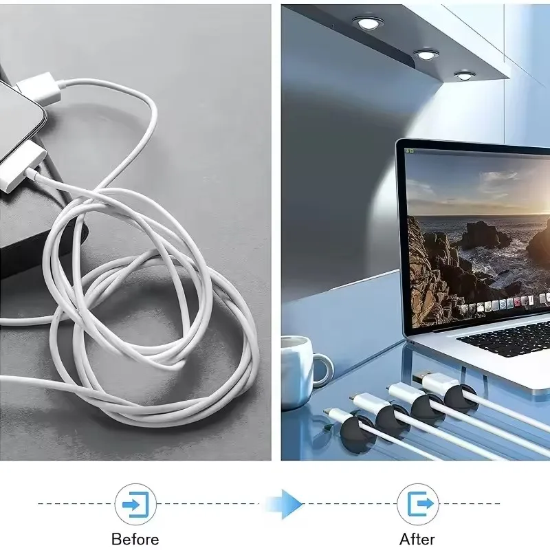 คลิปหนีบสายไฟ 5/50 ชิ้น ที่เก็ - Desk Cable Clip บทวิจารณ์และราคา