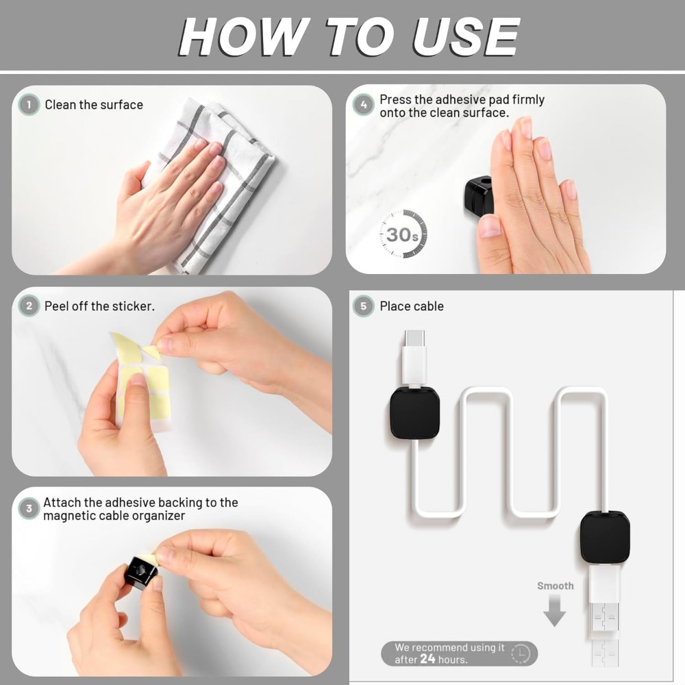 คลิปหนีบสายแม่เหล็กสำหรับจัดกา - Desk Cable Clip บทวิจารณ์และราคา