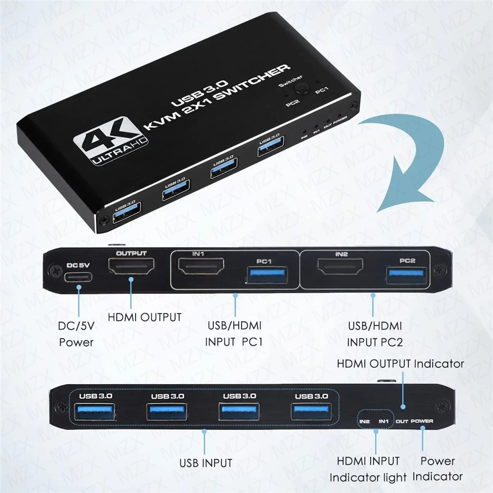 KVM สวิตช์ 4K 60Hz ฮับ USB 3.0 - Tech Computer Accessories บทวิจารณ์และราคา