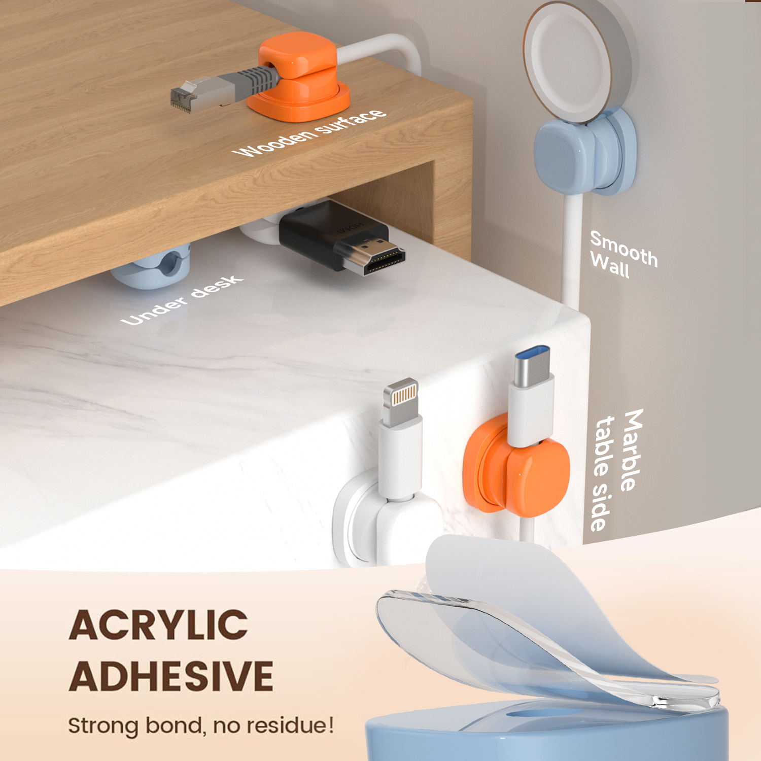 ที่เก็บสายไฟแบบกาว ตัวหนีบสายไ - Desk Cable Clip บทวิจารณ์และราคา