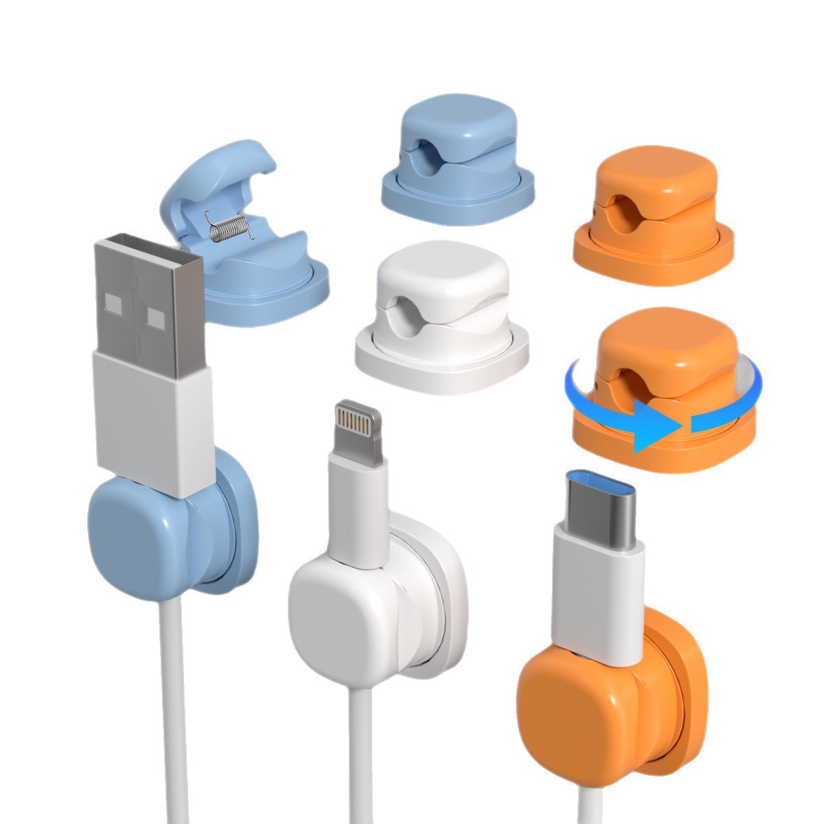 ที่เก็บสายเคเบิลแบบหมุนได้ 6 ช - Desk Cable Clip บทวิจารณ์และราคา