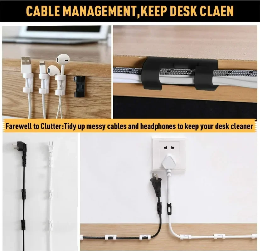 ที่ยึดสายไฟ ที่หนีบสายเคเบิลแบ - Desk Cable Clip บทวิจารณ์และราคา