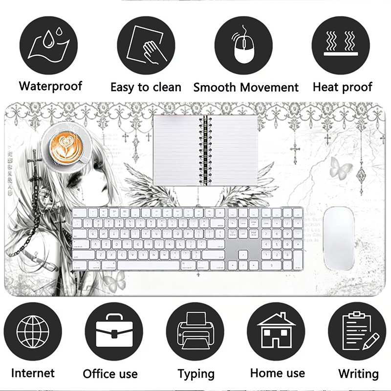 แผ่นรองเมาส์หนังสีดำสีขาวอะนิเ - Tech Gaming Accessories บทวิจารณ์และราคา